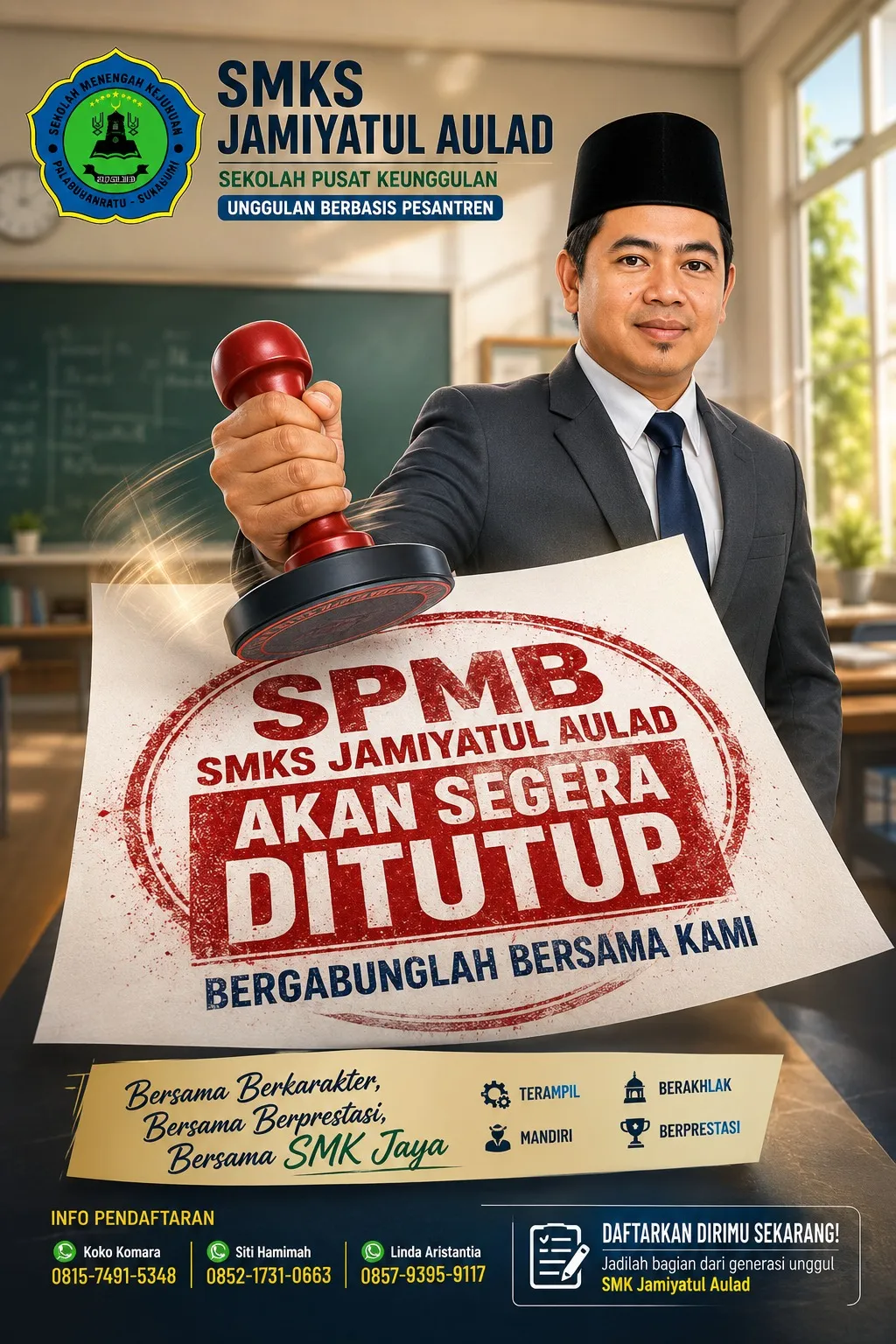 PENGUMUMAN PENTING: Gelombang 2 Resmi Ditutup, Gelombang 3 SPMB SMKS Jamiyatul Aulad Resmi Dibuka!